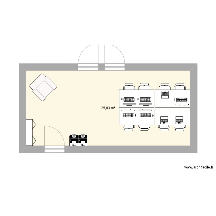 Salle de naissance version 3. Plan de 1 pièce et 25 m2