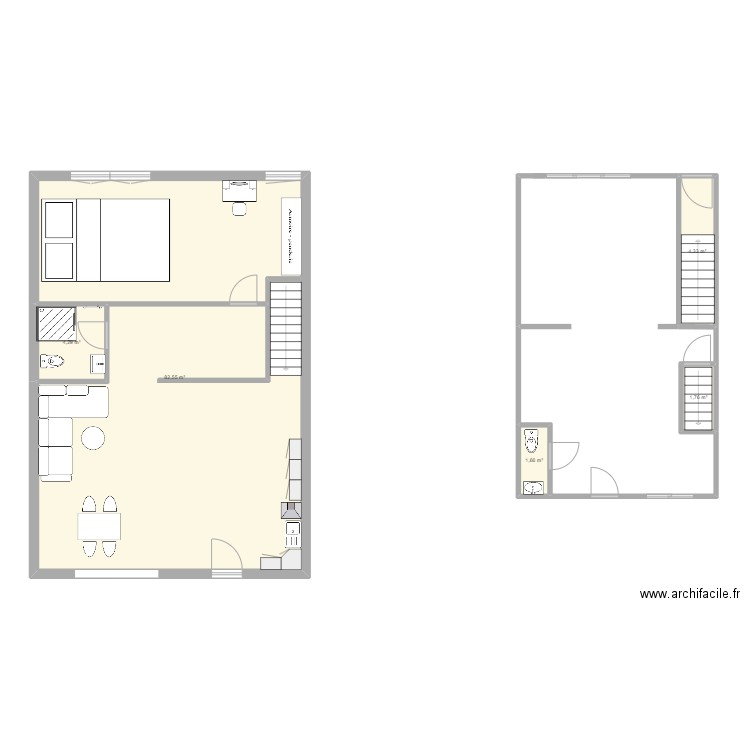 appartement. Plan de 5 pièces et 95 m2