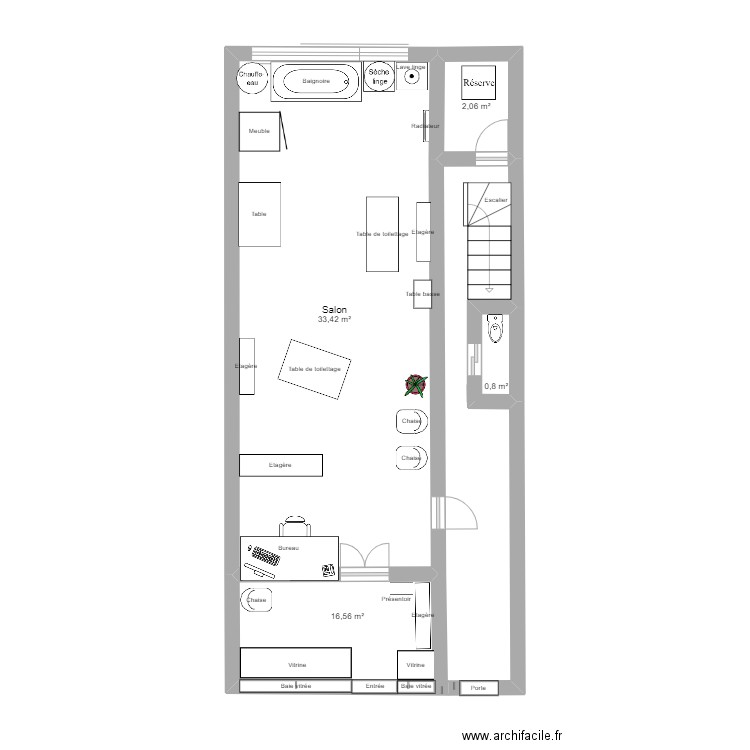 plan salon. Plan de 4 pièces et 53 m2