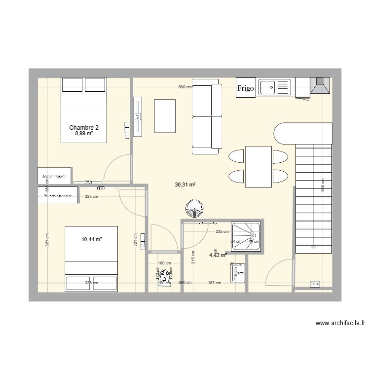 Etage 1. Plan de 5 pièces et 83 m2