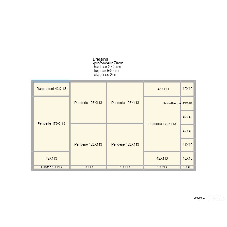 Dressing 2. Plan de 21 pièces et 13 m2