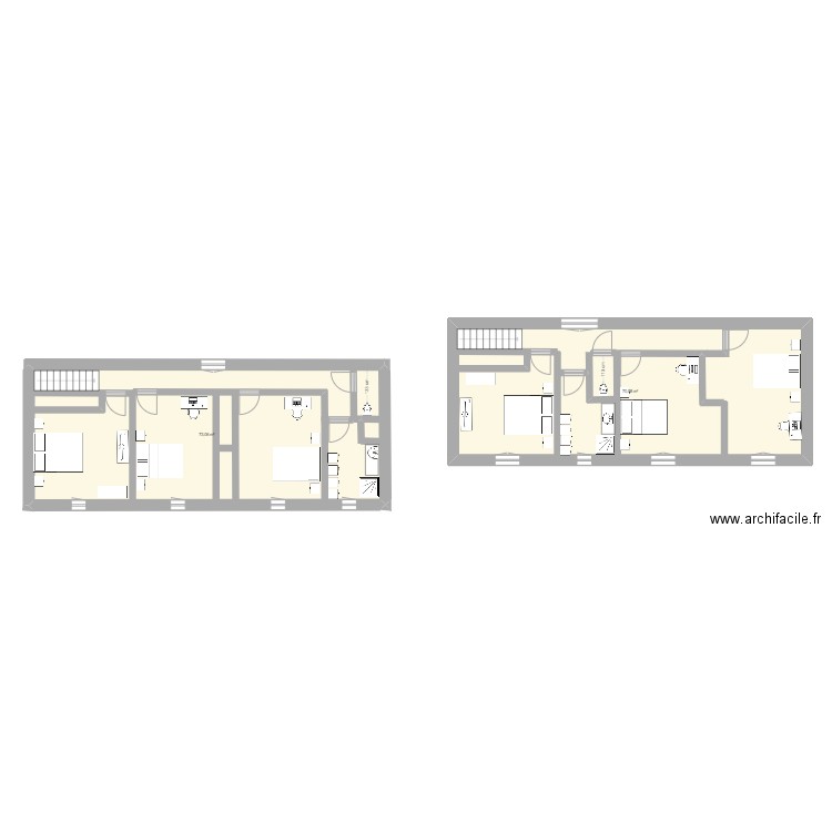 etage. Plan de 2 pièces et 144 m2