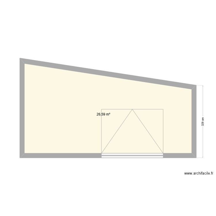 facade porte. Plan de 1 pièce et 27 m2