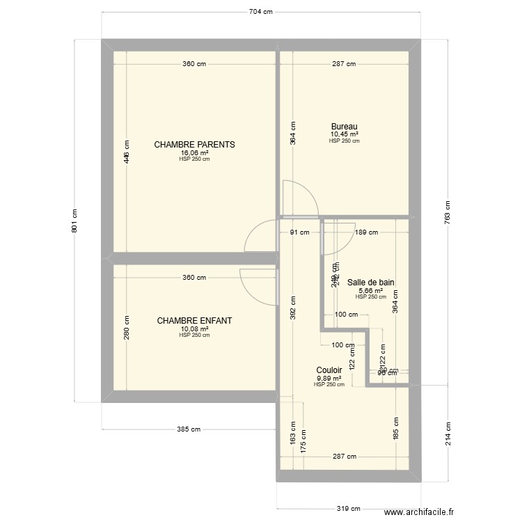 PLAN OUADAH. Plan de 5 pièces et 52 m2