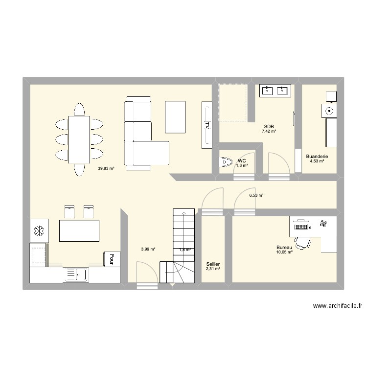 Plan 1. Plan de 9 pièces et 78 m2