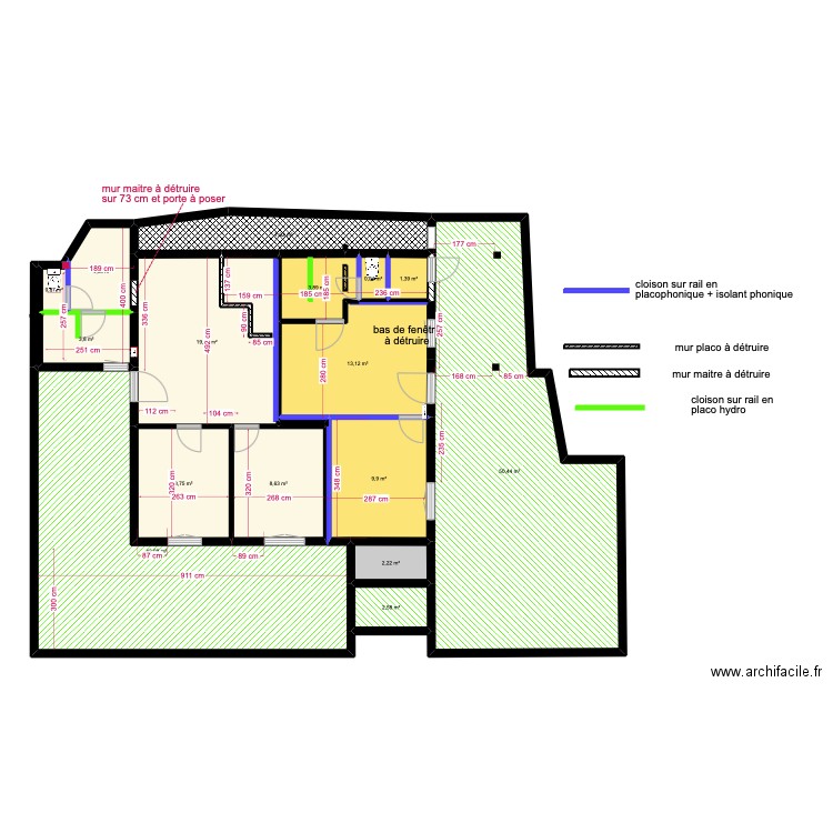 rdc gîtes pour maçon. Plan de 18 pièces et 181 m2