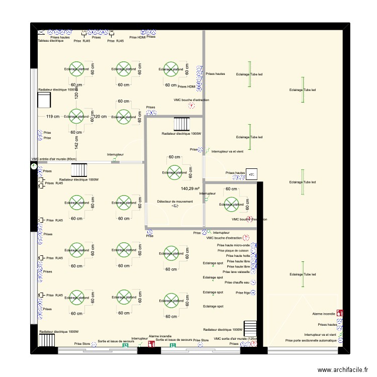 Local Mark'Event. Plan de 1 pièce et 140 m2