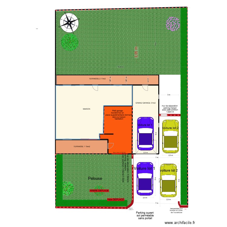 solution parking ouvert choix N°1. Plan de 5 pièces et 175 m2