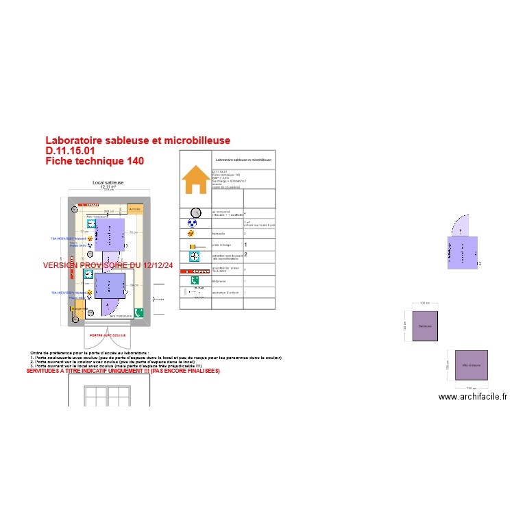 Fiche140- labos sableuse microbilleuse v5. Plan de 1 pièce et 12 m2