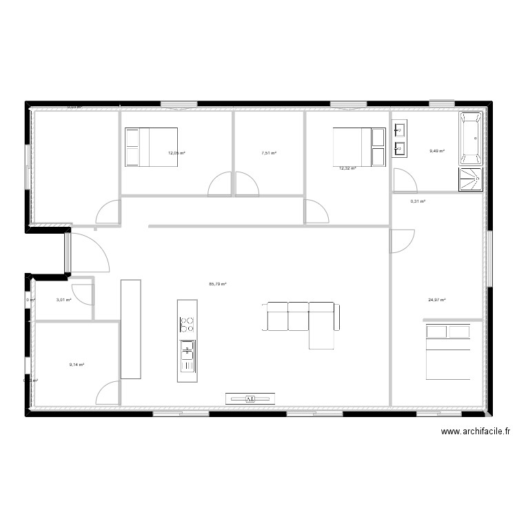 BAZAS. Plan de 12 pièces et 165 m2