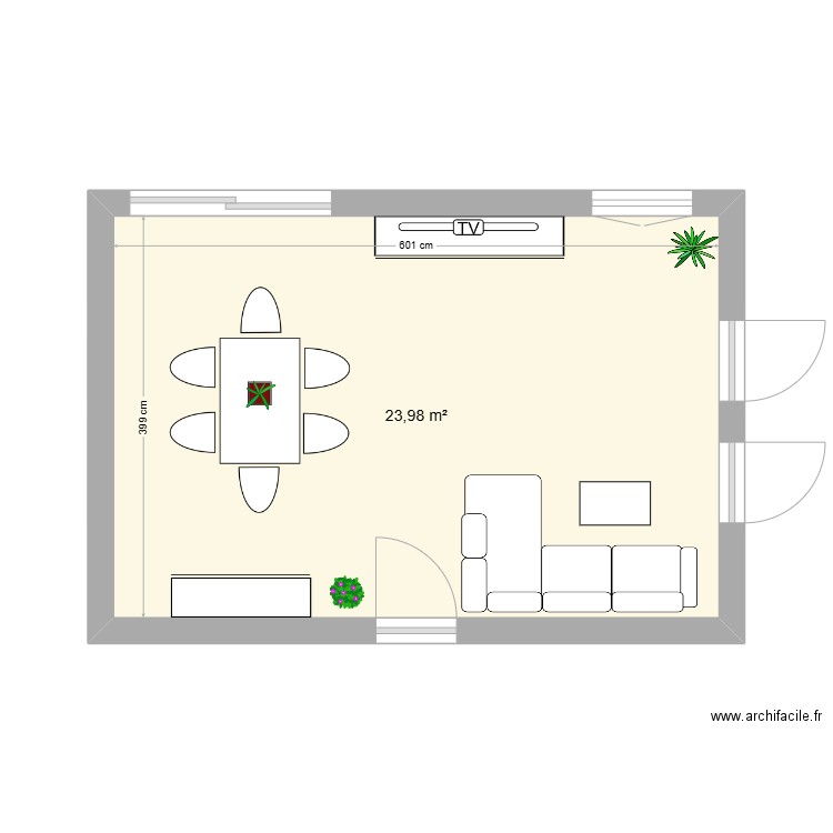 appartement. Plan de 1 pièce et 24 m2