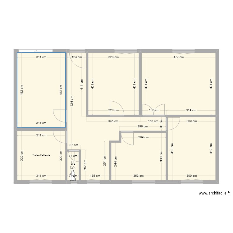 CABINET DR THOMAS existant v1. Plan de 8 pièces et 100 m2