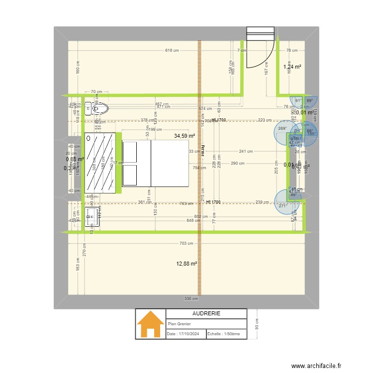 AUDRERIE. Plan de 8 pièces et 50 m2