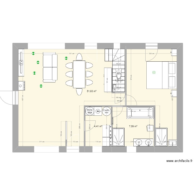 Marandeuil suivant plans. Plan de 4 pièces et 65 m2