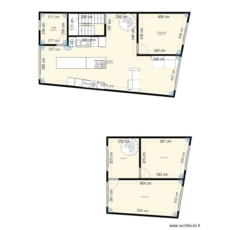 Projet B. Plan de 7 pièces et 104 m2