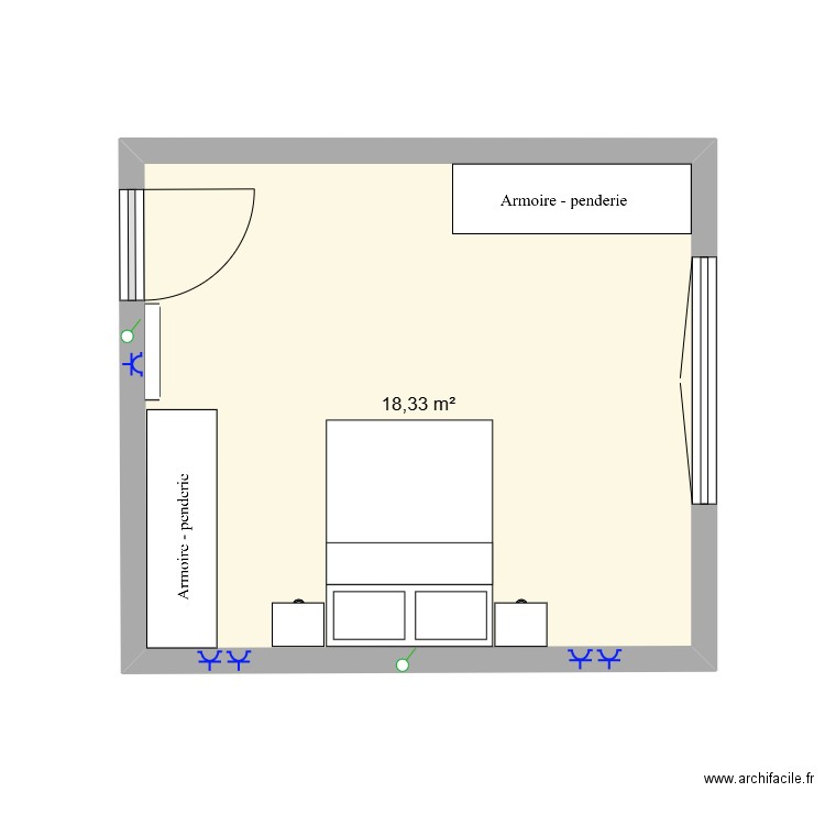 Plan 1 Doreen. Plan de 1 pièce et 18 m2