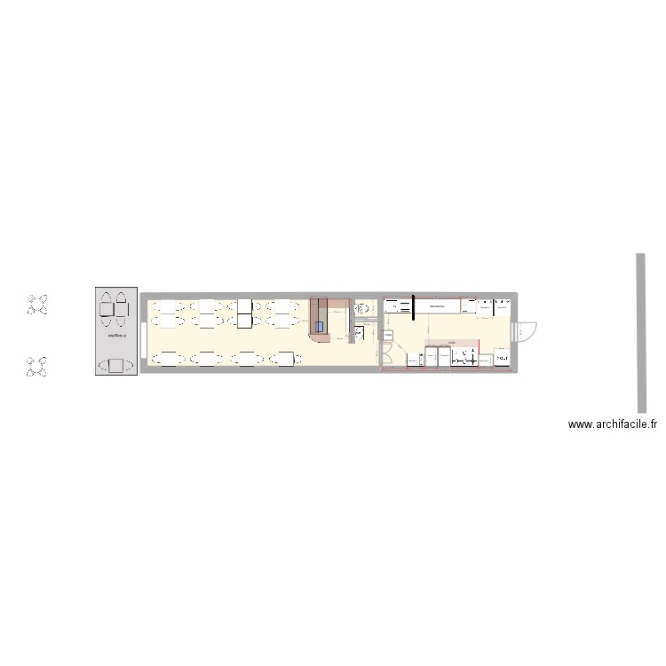 Restau Demi - Bar - Backup. Plan de 1 pièce et 41 m2