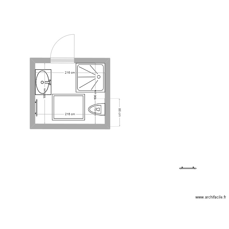 BEGONIAS 1ER SdB. Plan de 1 pièce et 4 m2