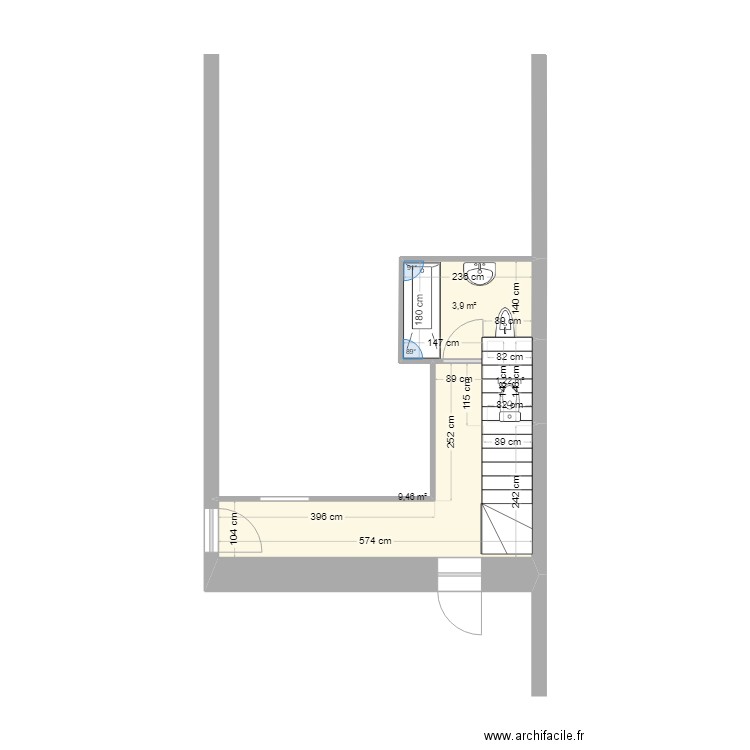 SdB MOURLANETTE Pierre & Jacqueline. Plan de 3 pièces et 15 m2