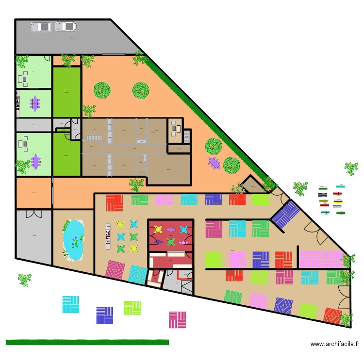 RESTO NORD + STANDS 0811B. Plan de 42 pièces et 1837 m2