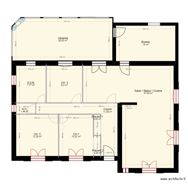 Prunus. Plan de 11 pièces et 146 m2