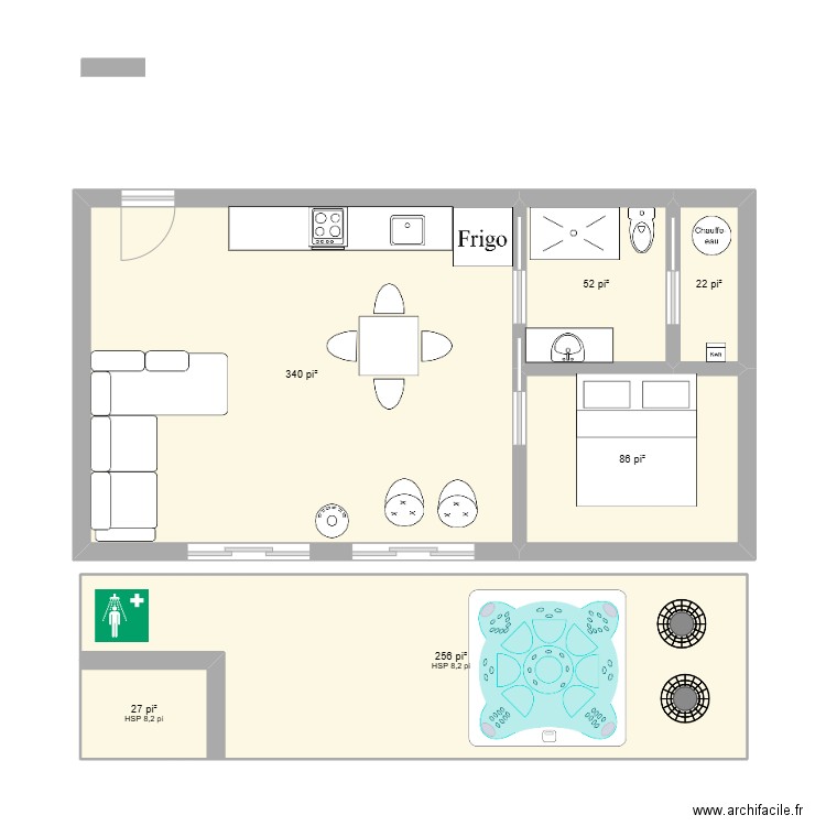 chalet. Plan de 6 pièces et 73 m2