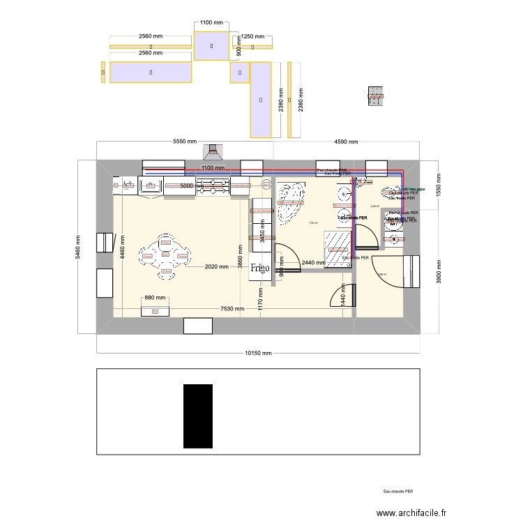 cuisine 4. Plan de 4 pièces et 39 m2