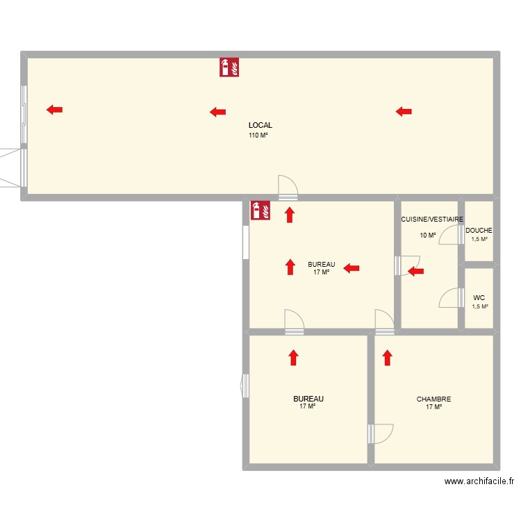 Plan du local. Plan de 7 pièces et 214 m2