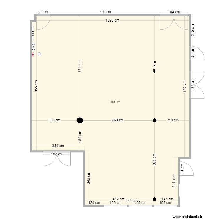 plan de salle B0.25. Plan de 1 pièce et 117 m2