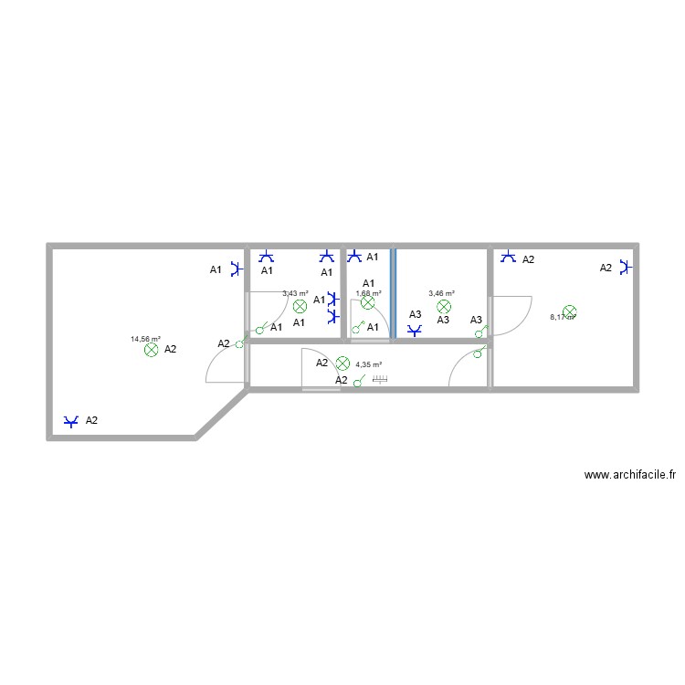 orphelinat 21b bt1 bungalow. Plan de 6 pièces et 36 m2