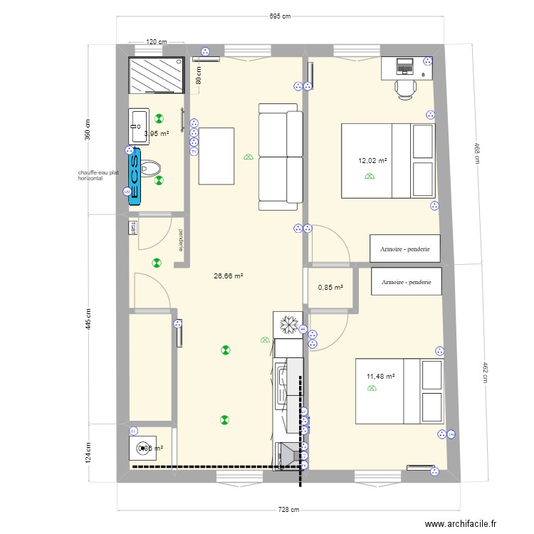 salengro 3. Plan de 6 pièces et 56 m2