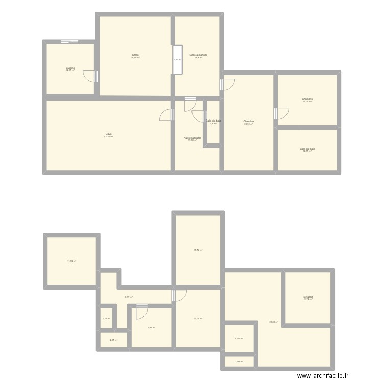 Pebrier. Plan de 21 pièces et 274 m2