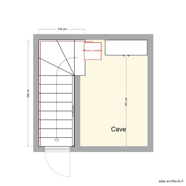 Appart. Plan de 1 pièce et 9 m2