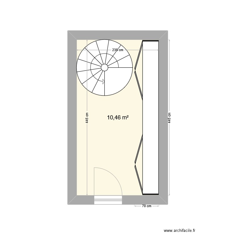 appartement niveau inférieure. Plan de 1 pièce et 10 m2