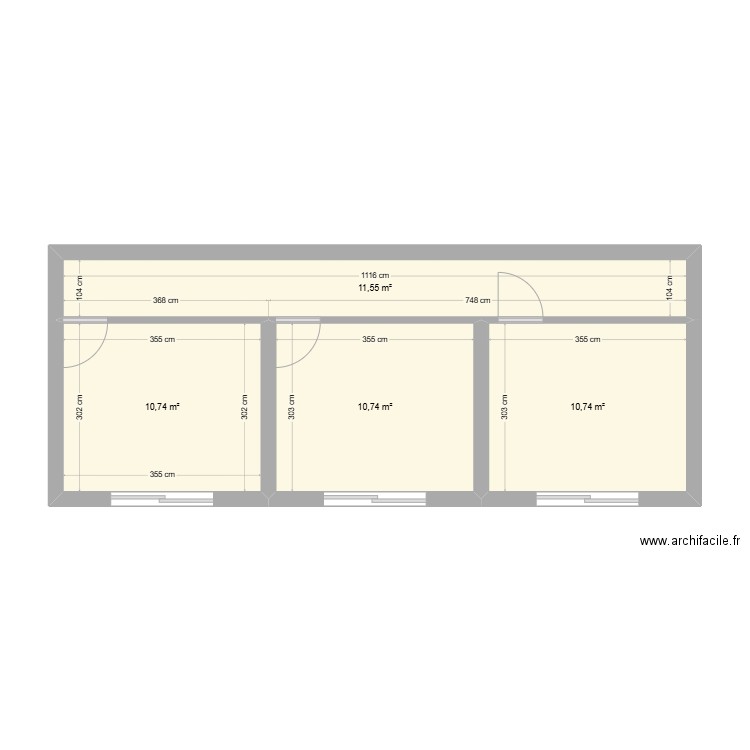 Monticello. Plan de 4 pièces et 44 m2