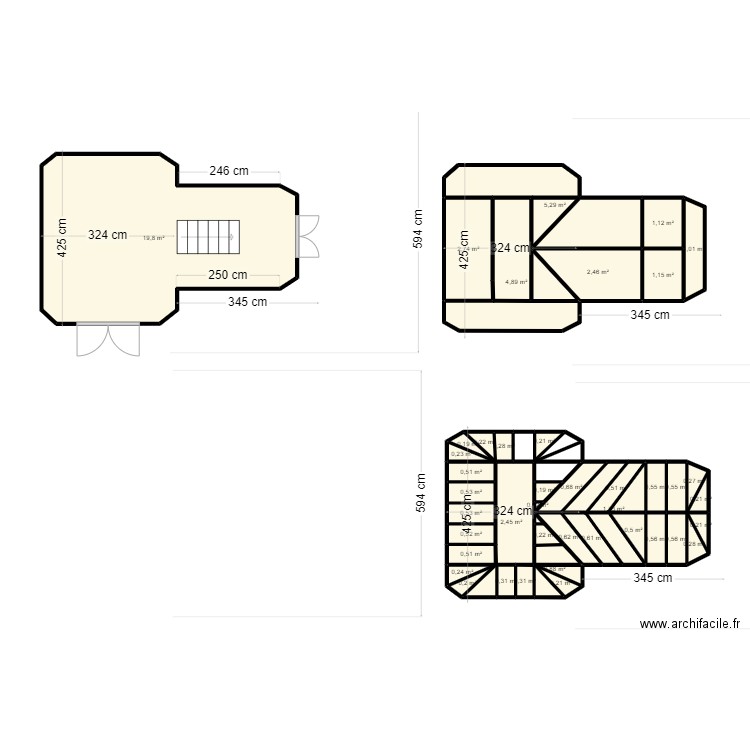 Plan serre V3. Plan de 42 pièces et 55 m2