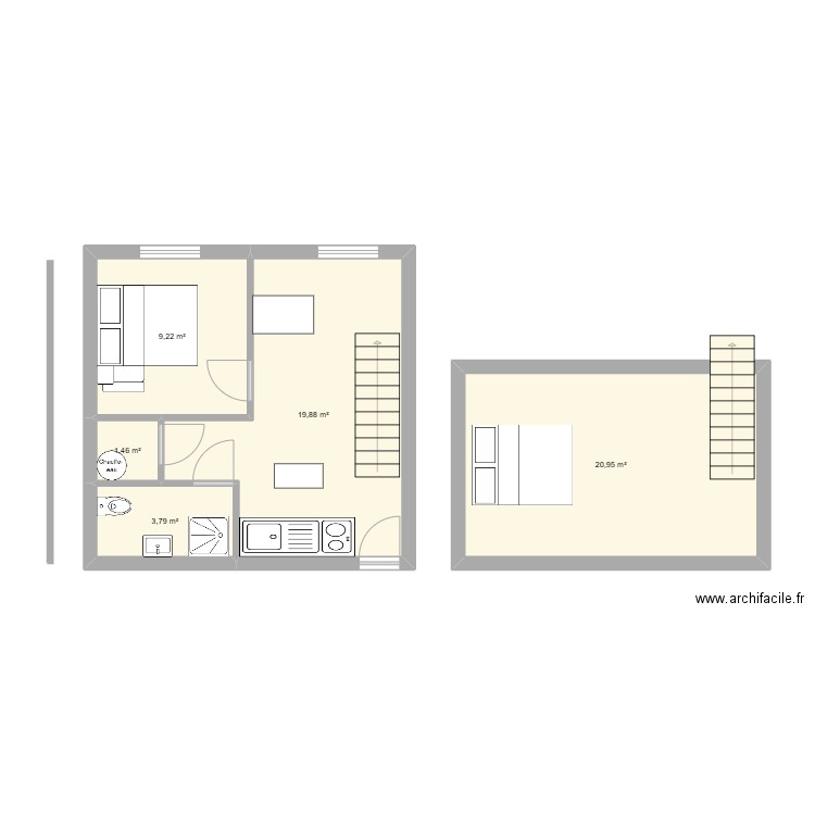 AURAY. Plan de 5 pièces et 55 m2