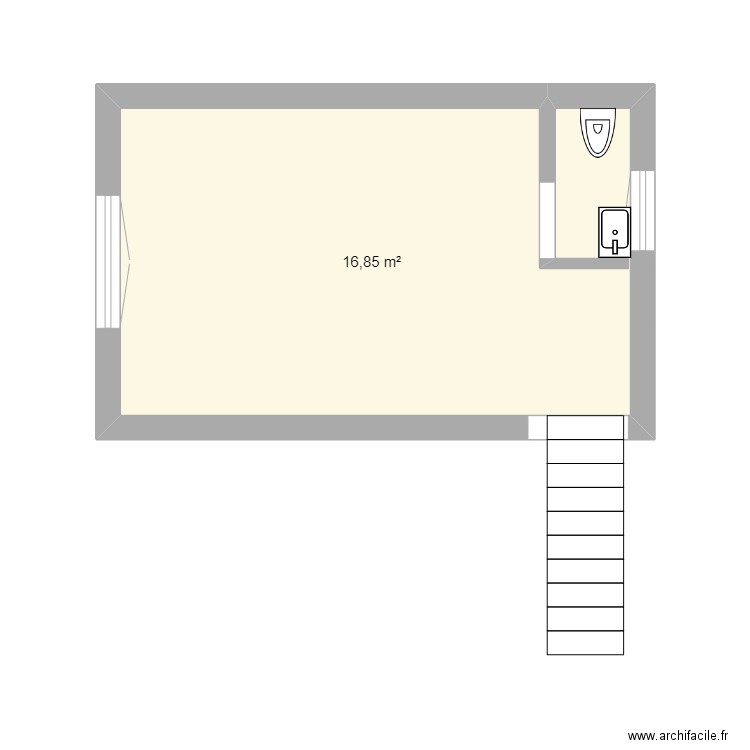 mezzanine. Plan de 1 pièce et 17 m2