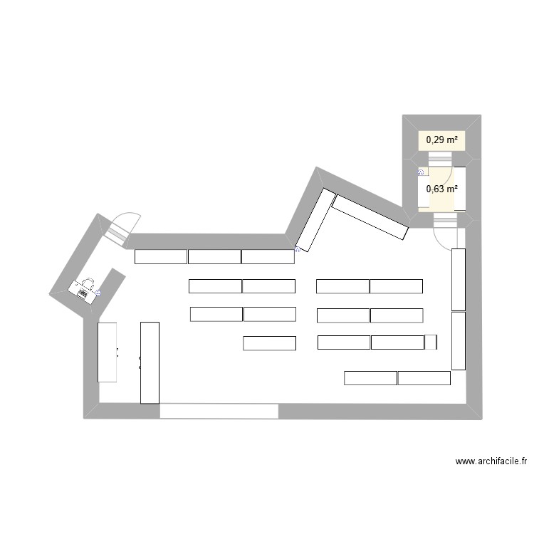 vente para. Plan de 2 pièces et 1 m2