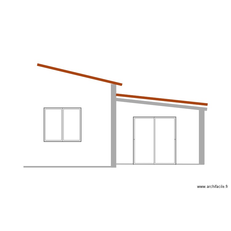 Pour DP5  Façade Sud après projet travaux  . Plan de 0 pièce et 0 m2