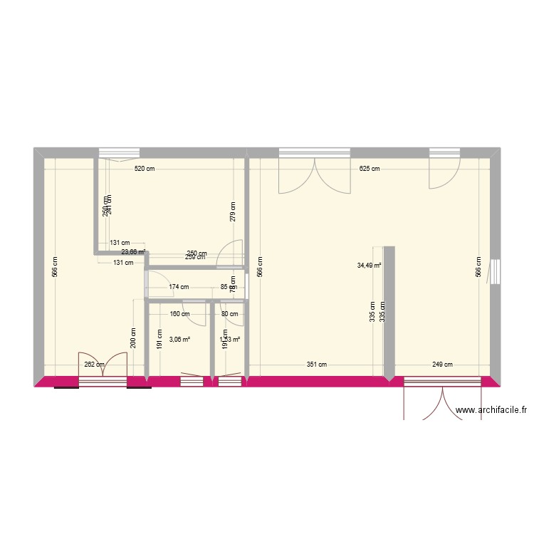 apres fenetres. Plan de 4 pièces et 63 m2