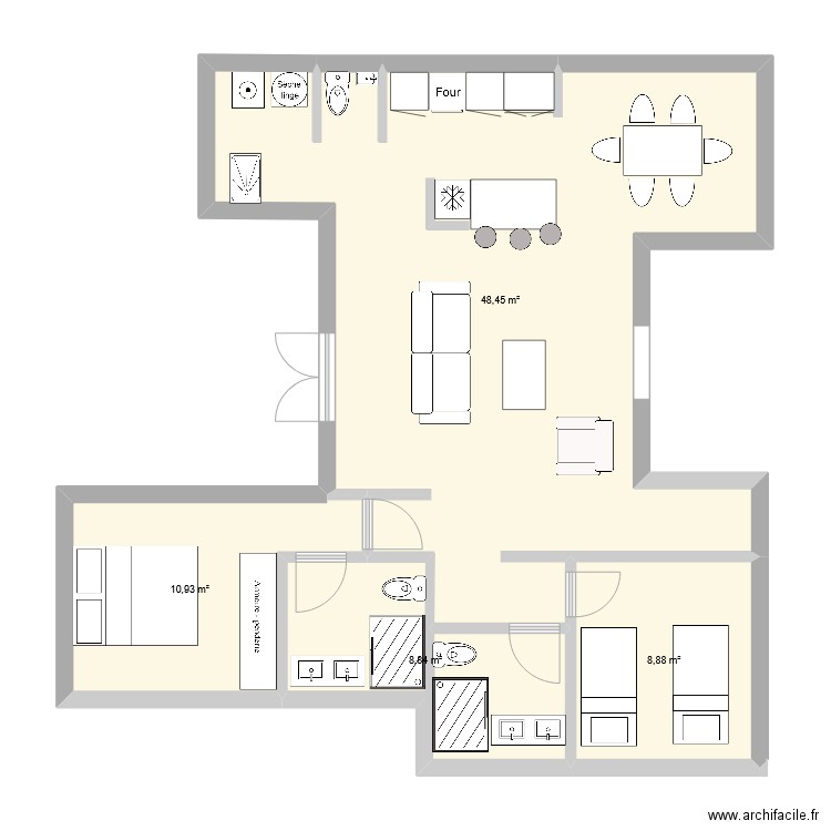 PetitL. Plan de 4 pièces et 77 m2