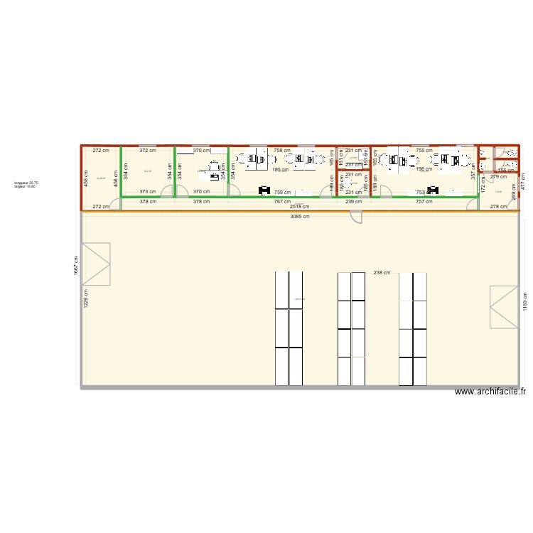 plan bureau V4.1. Plan de 19 pièces et 652 m2