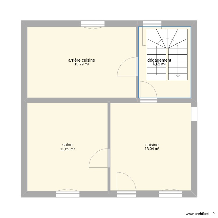 erquy rdc apres travaux. Plan de 4 pièces et 46 m2