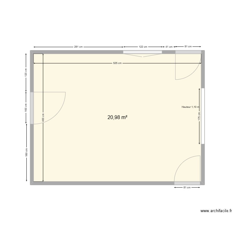 Cuisine. Plan de 1 pièce et 21 m2