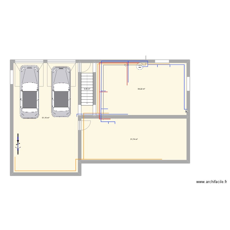 pic vert RDC. Plan de 4 pièces et 122 m2