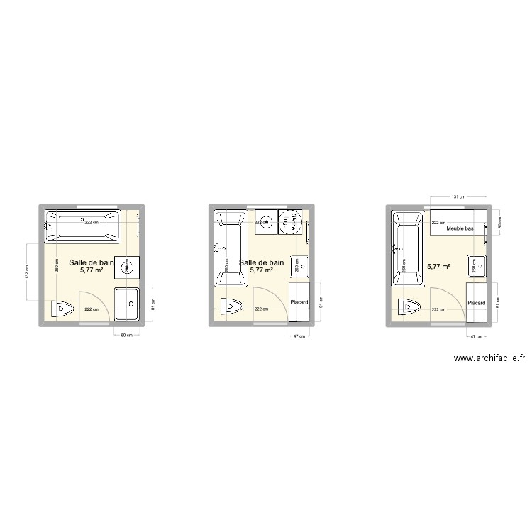 SDB_Roquette_Rodrigues. Plan de 3 pièces et 17 m2