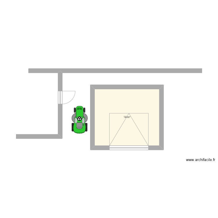 Abris de jardin. Plan de 1 pièce et 14 m2