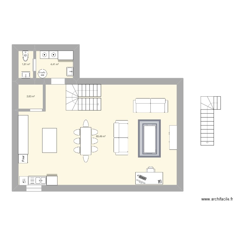 Maison St-Coulomb. Plan de 4 pièces et 74 m2