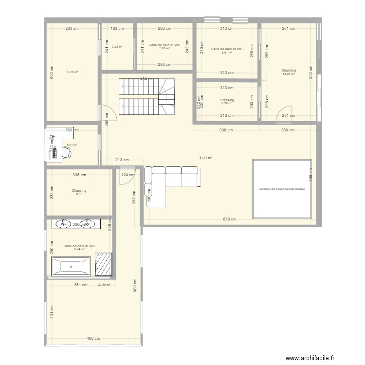 martinique étage 1. Plan de 11 pièces et 160 m2